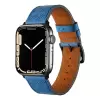 ​​​Apple Watch Ultra 49mm Metal Tokalı Hermes Deri Kordon Strap Pu Deri Akıllı Saat Kordon Kayış