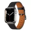 ​​​Apple Watch 7 45mm Metal Tokalı Hermes Deri Kordon Strap Pu Deri Akıllı Saat Kordon Kayış