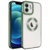 iPhone 12 Kamera Lens Korumalı Şeffaf Renkli Logo Gösteren Parlak Omega Kapak