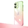 iPhone 12 Kılıf Premium Colorful Ince Kapak Senkron Kamera Üstü Cam Kaplamalı Rainbow Mika