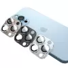 iPhone 13 Mini Metal Çerçeveli Lens Koruma Parlak Renkli Kamera Koruyucu CL-08 Tam Koruma Temperli Cam CL-03