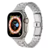 Apple Watch 42mm 10.Nesil  Şerit Tasarımlı Otomatik Klipsli Çelik Kordon KRD-83