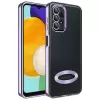 Samsung Galaxy A13 4G Kamera Lens Korumalı Şeffaf Renkli Logo Gösteren Parlak Omega Kapak