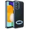 Samsung Galaxy A23 Kamera Lens Korumalı Şeffaf Renkli Logo Gösteren Parlak Omega Kapak