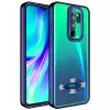 Xiaomi Redmi Note 8 Pro Kamera Lens Korumalı Şeffaf Renkli Logo Gösteren Parlak Omega Kapak