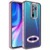 Xiaomi Redmi Note 8 Pro Kamera Lens Korumalı Şeffaf Renkli Logo Gösteren Parlak Omega Kapak