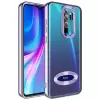 Xiaomi Redmi Note 8 Pro Kamera Lens Korumalı Şeffaf Renkli Logo Gösteren Parlak Omega Kapak