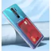 Xiaomi Redmi Note 8 Pro Kılıf Şeffaf Renksiz Kartlıklı Cüzdanlı Kamera Korumalı Esnek Silikon Kapak Setra