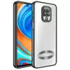 Xiaomi Redmi Note 9S Kamera Lens Korumalı Şeffaf Renkli Logo Gösteren Parlak Omega Kapak