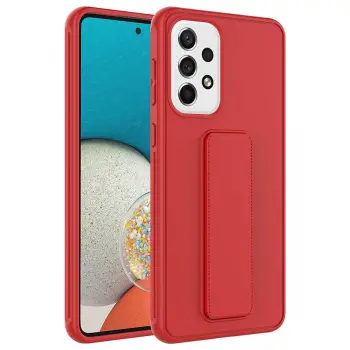 Samsung Galaxy A52 Kılıf Uyumlu Yumuşak Dokulu Standlı Esnek Silikon Özel Kılıf Qstand