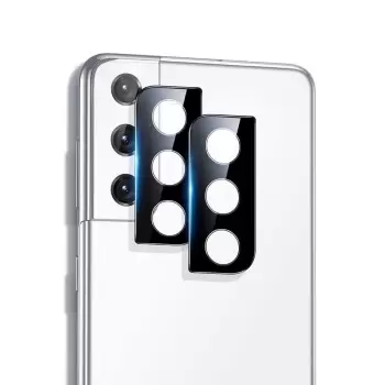 Samsung Galaxy S21  Siyah Çerçeveli Lens Koruma Parlak Renkli Kamera Koruyucu CL-08 Cam 3D-Kamera-Cam