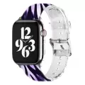 Apple Watch 2 3 4 5 6 7 8 Se 38 40 41mm Mor Zebra Desenli Kordon Kayış Bileklik Kaliteli Silikon 003