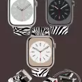 Apple Watch 2 3 4 5 6 7 8 Se 38 40 41mm Beyaz Zebra Desenli Kordon Kayış Bileklik Kaliteli Silikon