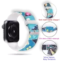 Apple Watch 2 3 4 5 6 7 8 Se 42 44 45mm Mavi Çiçekli Desenli Kordon Kayış Bileklik Kaliteli Silikon