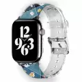 Apple Watch 2 3 4 5 6 7 8 Se 42 44 45mm Mavi Çiçekli Desenli Kordon Kayış Bileklik Kaliteli Silikon