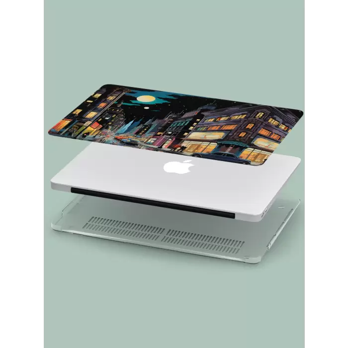 Macbook Pro Kılıf 15.4 inç A1707-A1990 MacAi10 Şeffaf Sert Kapak Newyork Sokaklarında