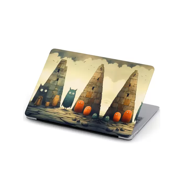 Macbook Pro Kılıf 15.4 inç A1707-A1990 MacAi14 Şeffaf PVC Koruyucu Kapak Sevimli Canavarlar