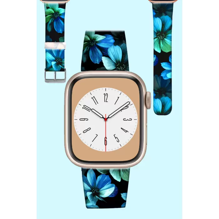 Apple Watch 2 3 4 5 6 7 8 Se 42 44 45mm Renkli Kaplan Desenli Kordon Kayış Bileklik Kaliteli Silikon