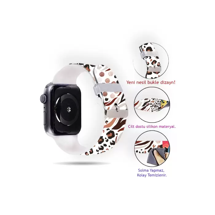 Apple Watch 2 3 4 5 6 7 8 Se 38 40 41mm Puma Desenli Kordon Kayış Bileklik Kaliteli Silikon