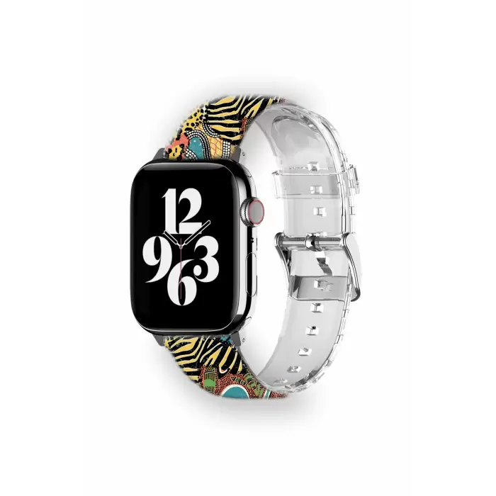 Apple Watch 2 3 4 5 6 7 8 Se 38 40 41mm Kürkler Desenli Kordon Kayış Bileklik Kaliteli Silikon