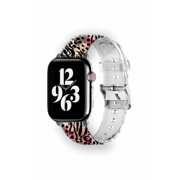 Apple Watch 2 3 4 5 6 7 8 Se 42 44 45mm Zürafa Kaplan Desenli Kordon Kayış Bileklik Kaliteli Silikon