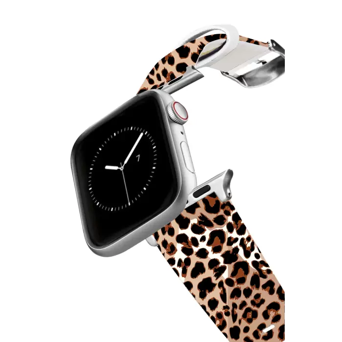Apple Watch 2 3 4 5 6 7 8 Se 42 44 45mm Leopar Desenli Kordon Kayış Bileklik Klasik Kaliteli Silikon