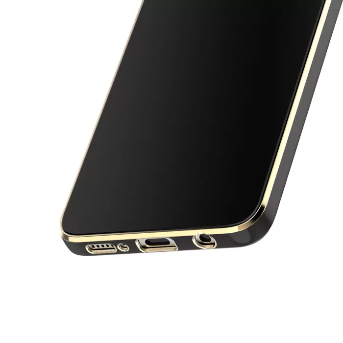 Samsung Galaxy A50 Kılıf Lopard Parlak Kenarlı Altın Işlemeli Kamera Korumalı Kapak Bark