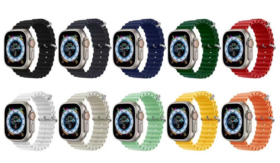 Apple Watch Silikon Kordon 46mm - Metal Tokalı Ocean Kayış