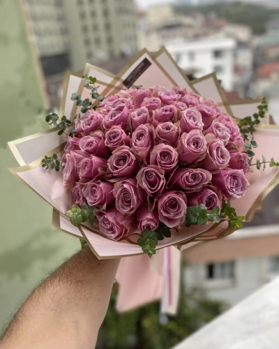 Koyu Pembe Gül Buketi