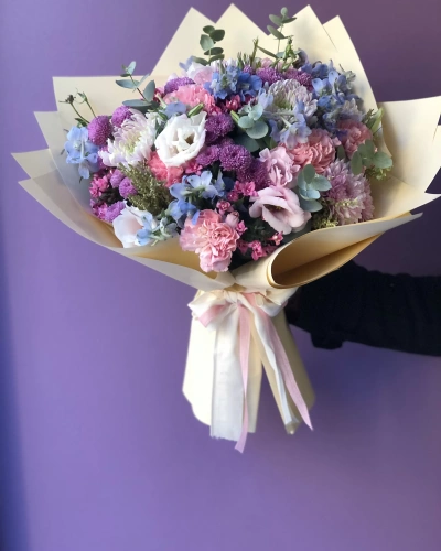 Mavi Pembe Bahar Buketi