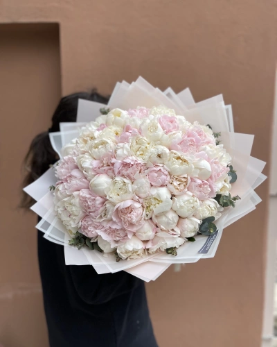 Büyük Pembe Beyaz Şakayık Buketi