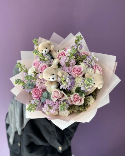 Peluşlu Güllü Bahar Buketi