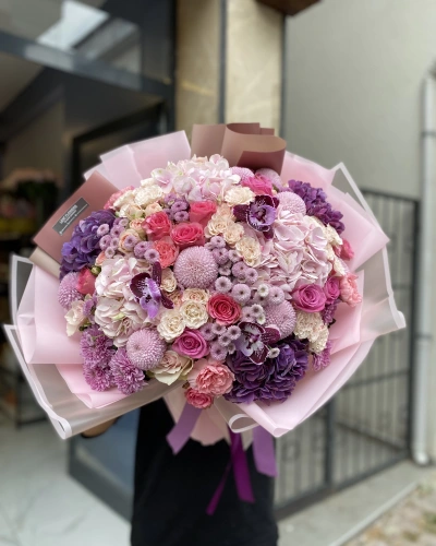 Lila Mor Renkli Bahar Buketi