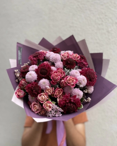 Bordo Lila Bahar Buketi