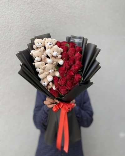 Kırmızı Gül Peluş Ayıcık