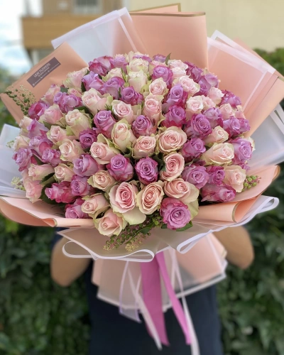 Pembe Lila Gül Buketi