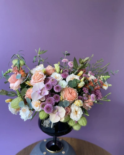 Aranjman Renkli Siyah Kadeh