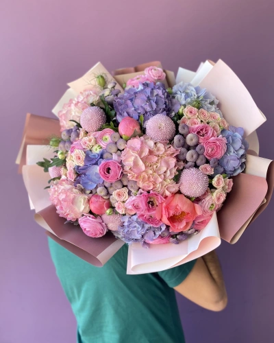 Mor Lila Pembe Bahar Buketi