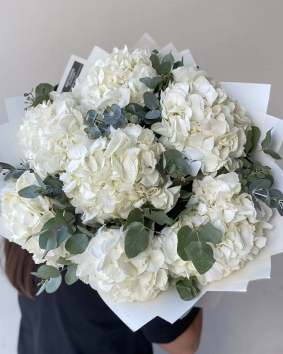 Beyaz Ortanca Okaliptus Buketi