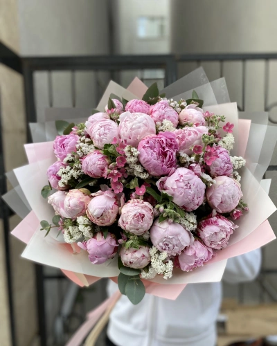 Şakayık Pembe Beyaz Buket