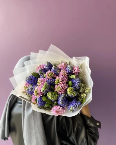 Sümbül Pembe Mor Buket