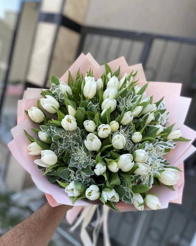 Lale Beyaz Büyük Buket