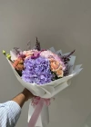Bouquet with Lilac, Pink, and Orange Peonies