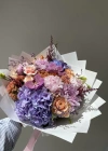 Bouquet with Lilac, Pink, and Orange Peonies