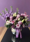 Fragrant Arrangement with Lilac Carnations in a Vase