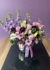 Fragrant Arrangement with Lilac Carnations in a Vase