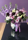 Fragrant Arrangement with Lilac Carnations in a Vase