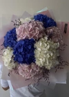 Blue Pink White Hydrangea Bouquet