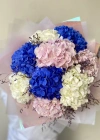 Blue Pink White Hydrangea Bouquet