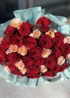 Kırmızı Somon Ekvator Gül Buketi